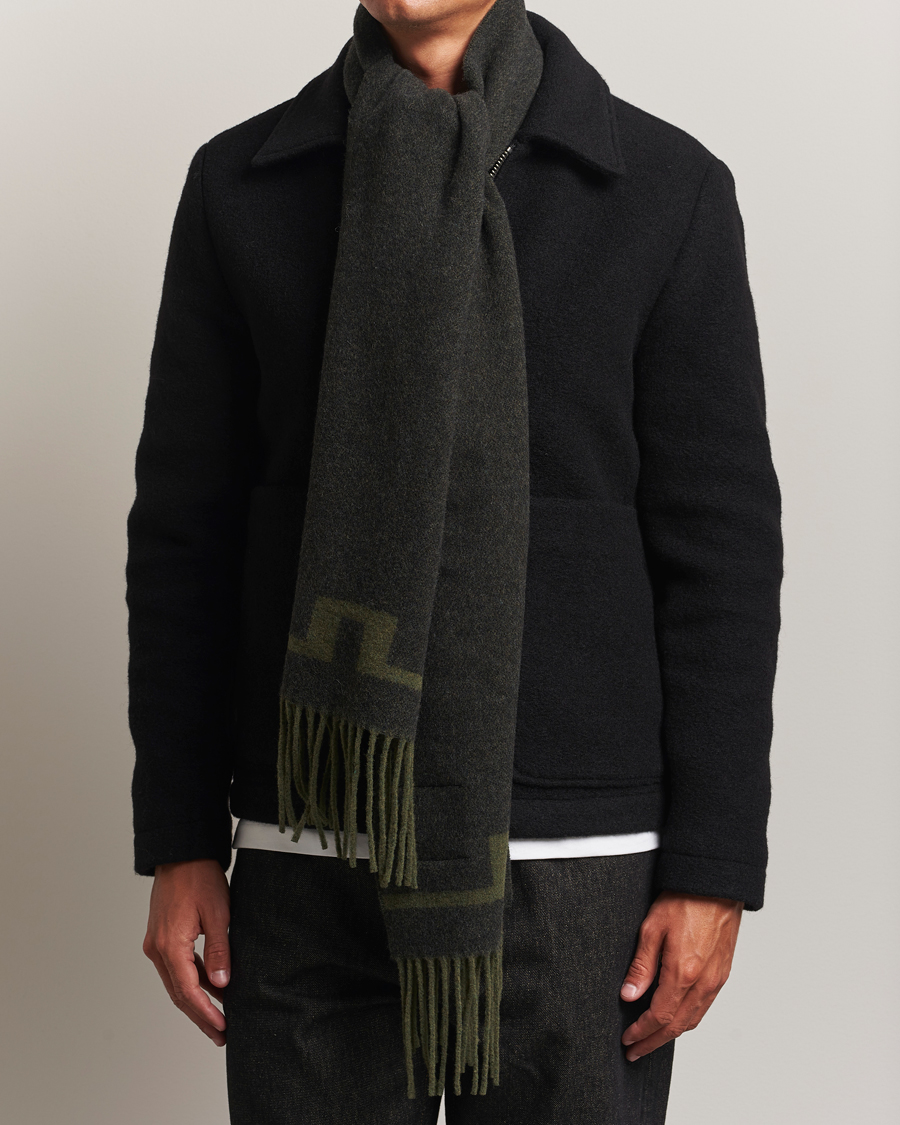 J.Lindeberg Champ Wool Doublefaced Scarf Forest Green