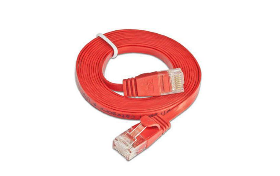 Slimpatchkabel RJ-45 - RJ-45, Cat 6, UTP, 2 m, RotUnscreened/Unshielded Twisted-Pair-Kabel (UTP) mit Klinkenschutz