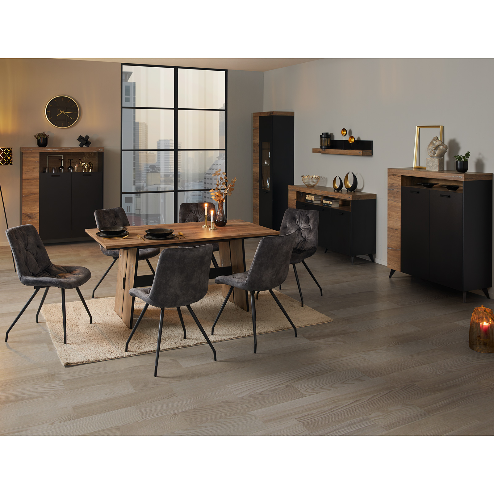 Vitrine - Flagstaff Oak - anthrazit - 115 cm