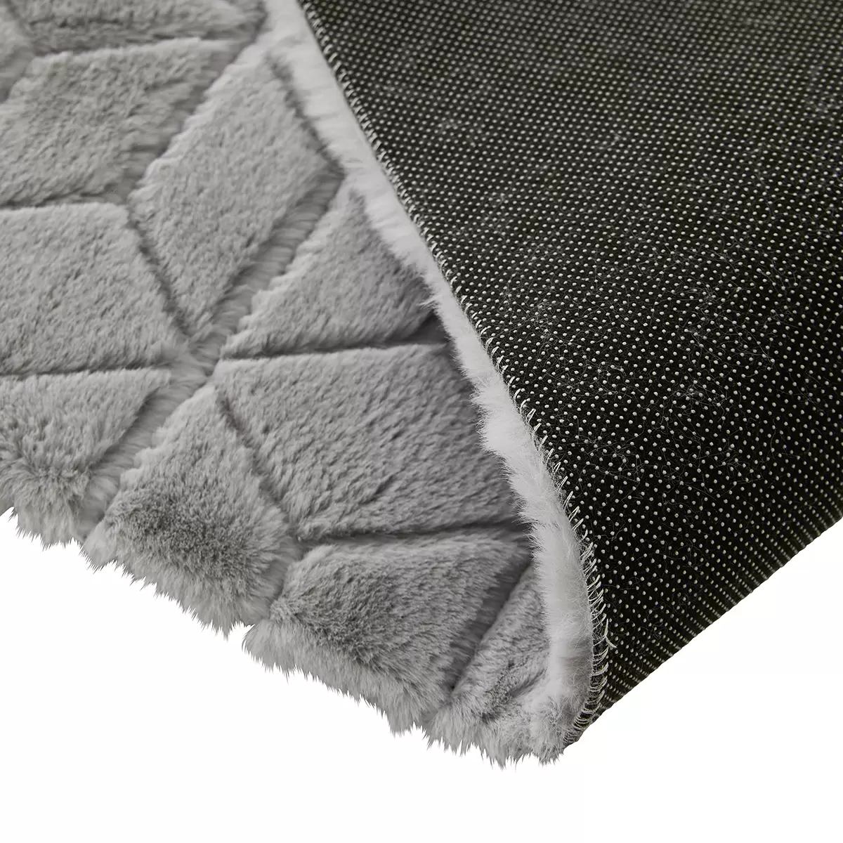 Hochflorteppich Buggy Quilt Hellgrau