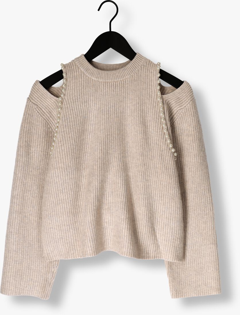 beige co'couture trui row rib pearl knit