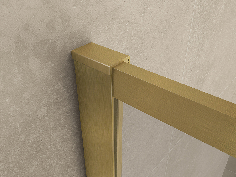 Mueller Square inloopdouche 120x200cm helder glas met nano-coating geborsteld messing