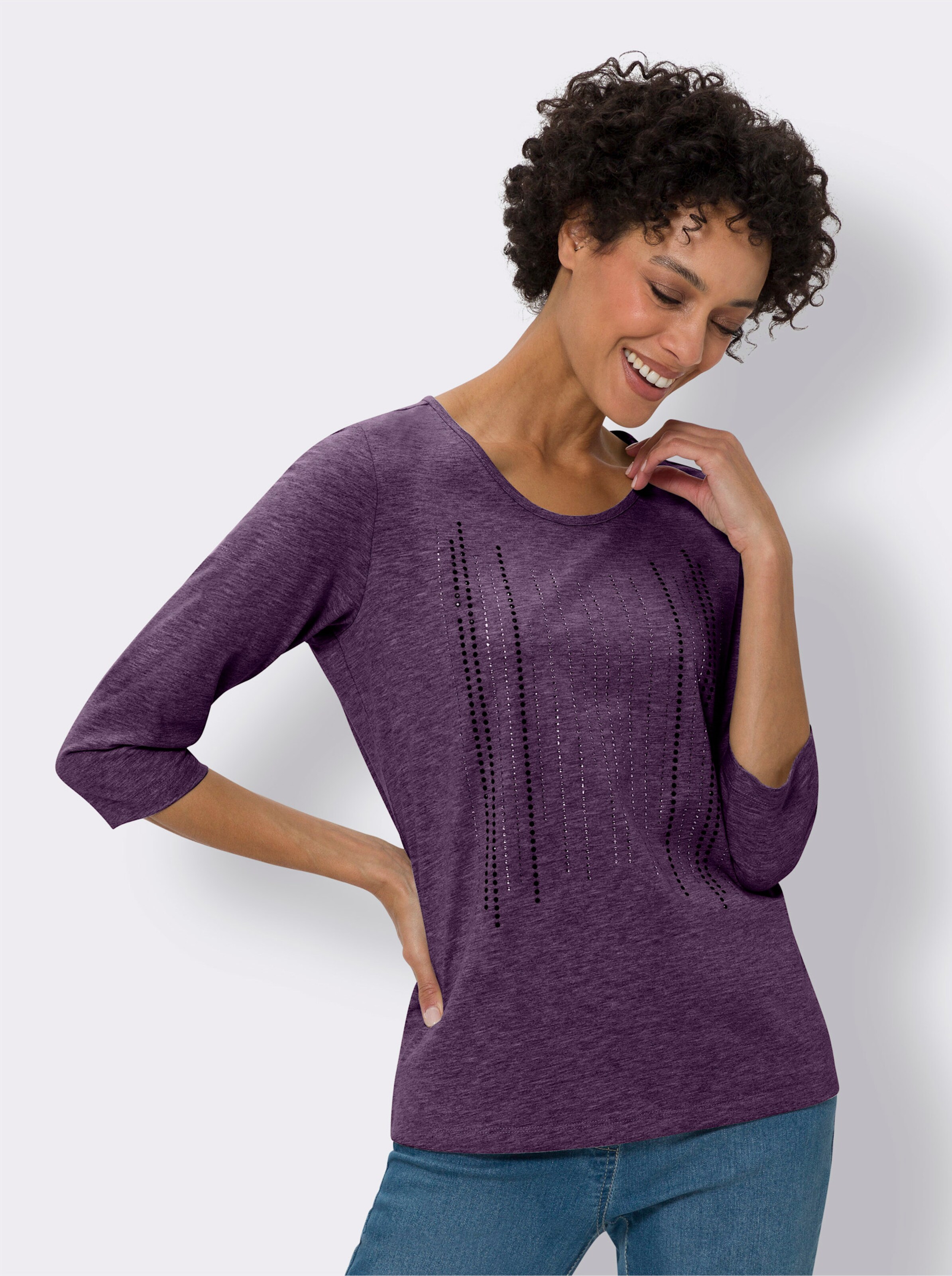 34-Arm-Shirt mit Glitzersteinchen