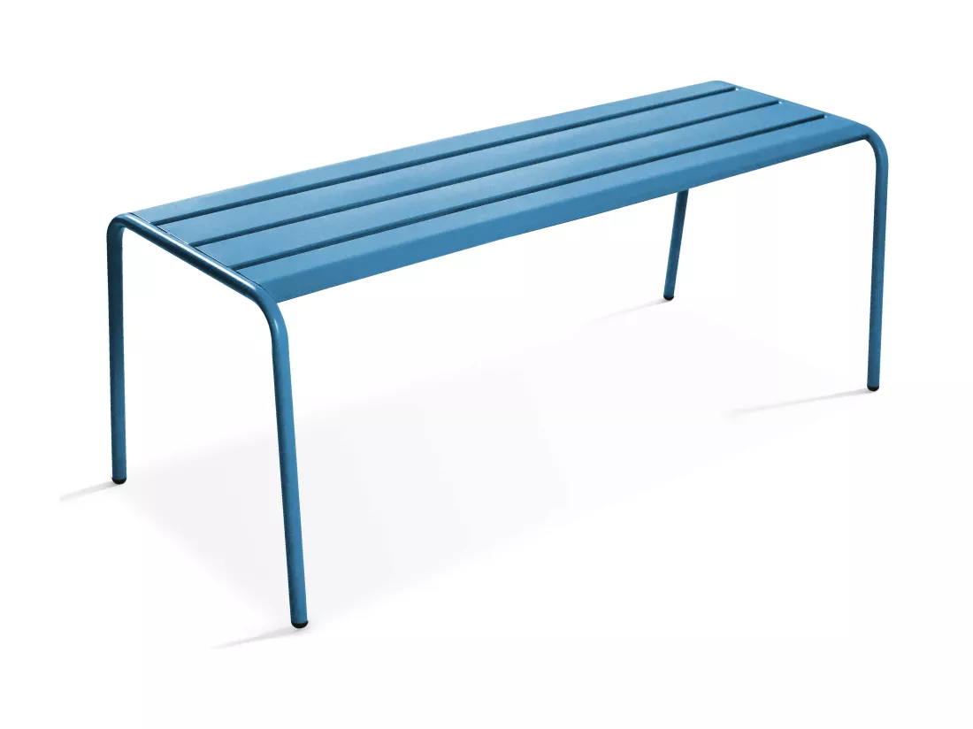 Banc de jardin en acier bleu pacific - Palavas