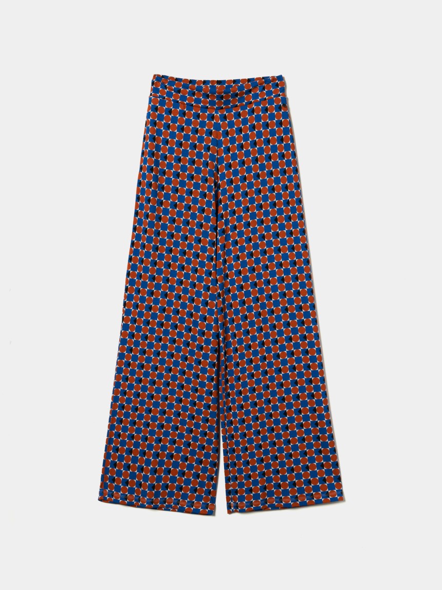 Calças pantalona de malha com padrão