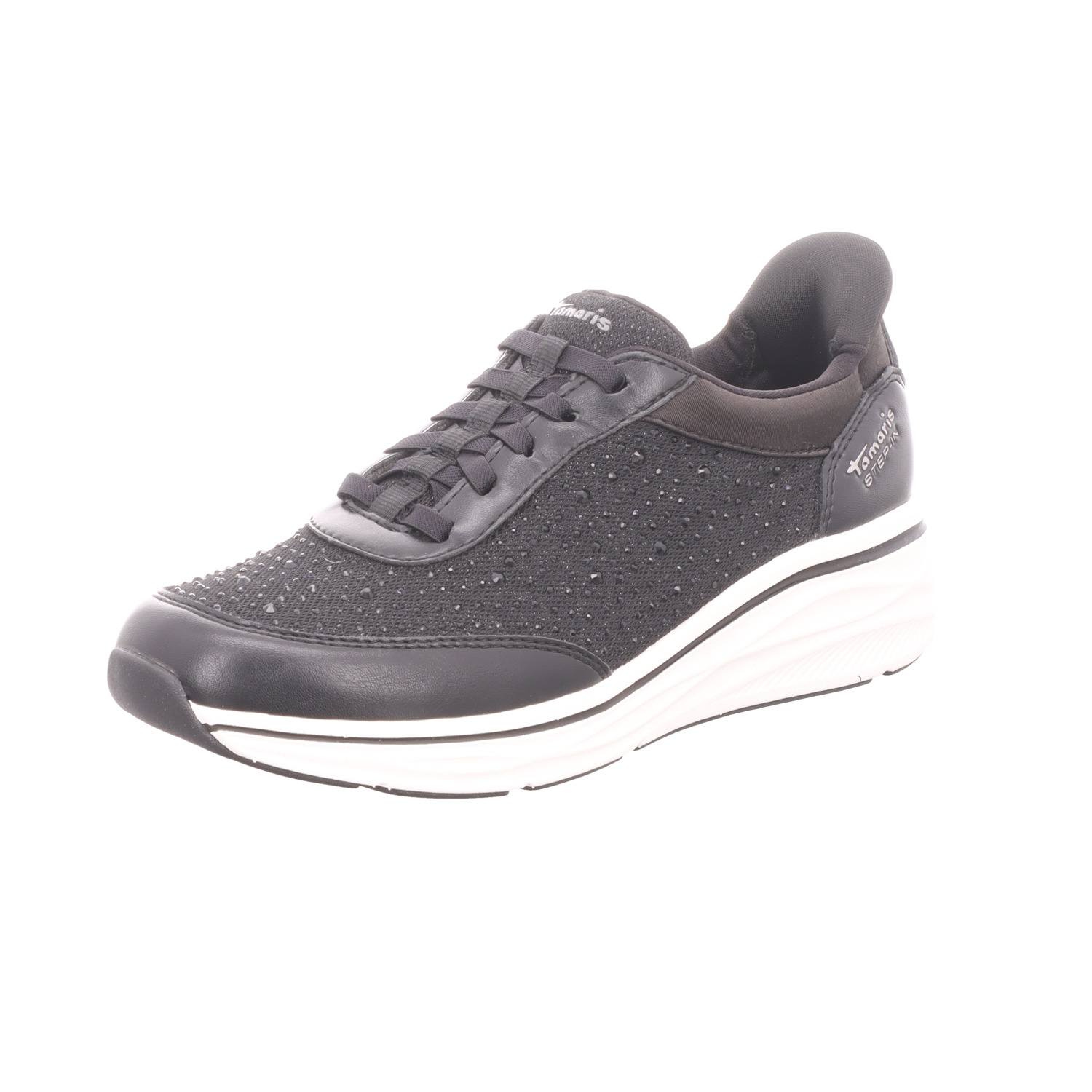 Tamaris Damen-Sneaker-Slipper Schwarz-Weiß