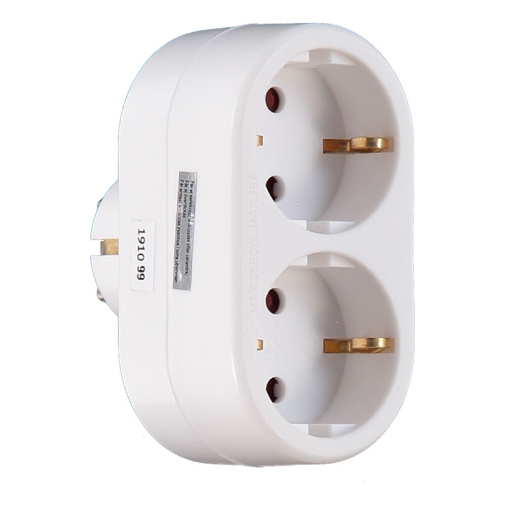 FORGRENINGSKONTAKT VOLTOMAT 2 SCHUKO 250V HVIT