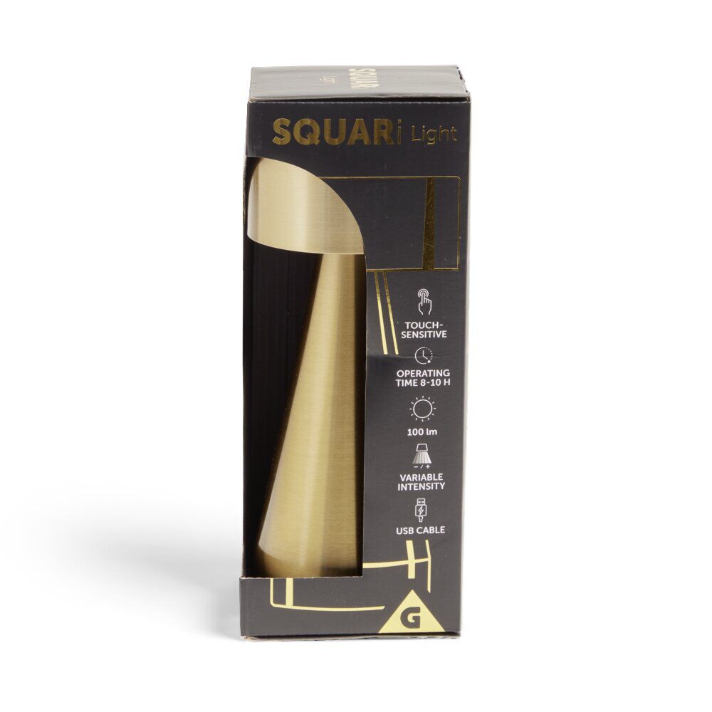 Lampe de table Squari USB tactile doré Ø9,5xH22,5cm