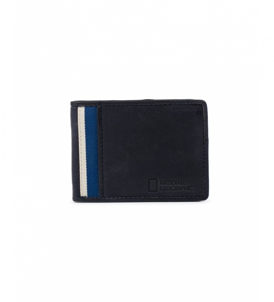 Carteira National Geographic Wind em couro azul - 2x10,5x8cm
