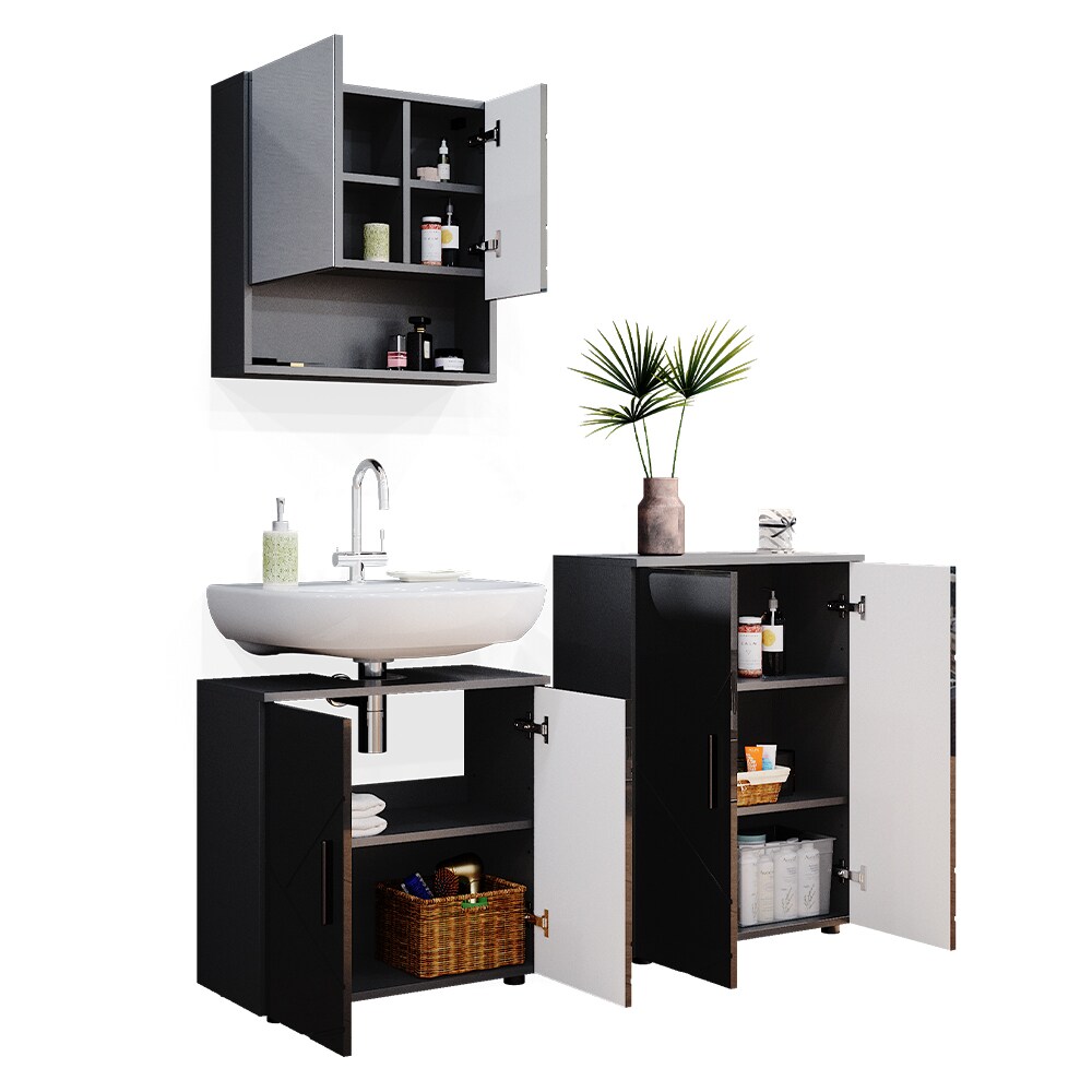 Vicco Badmöbel Set Badezimmermöbel Irma Spiegelschrank Unterschrank Badkommode