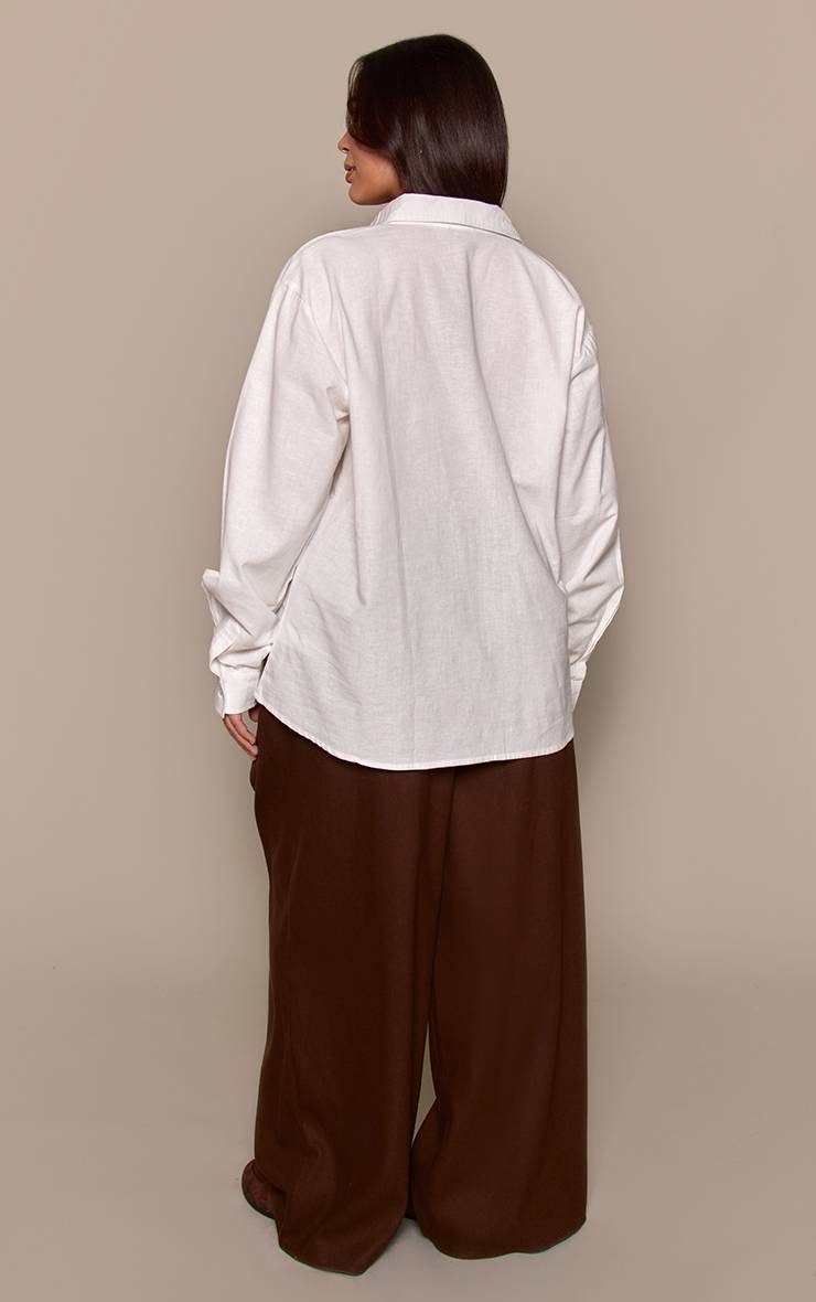Chocolat Pantalon Taille Basse Ajusté À Cordon En Tissu Brossé Grande Taille