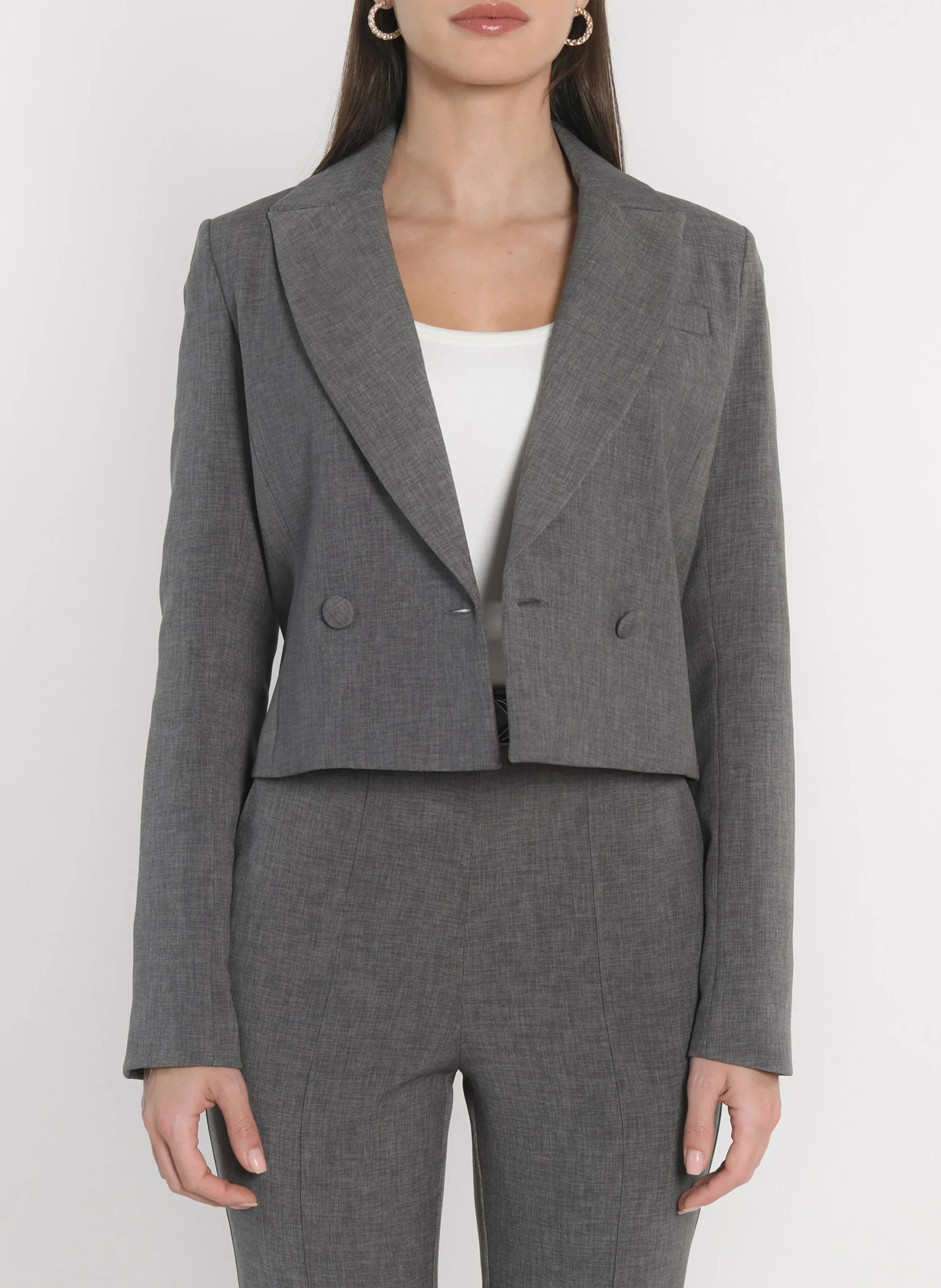 TESSA - Veste col tailleur| Gris