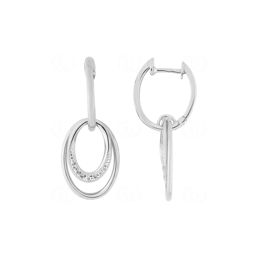 Kreolen 925 Silber rhodiniert mit Zirkonia