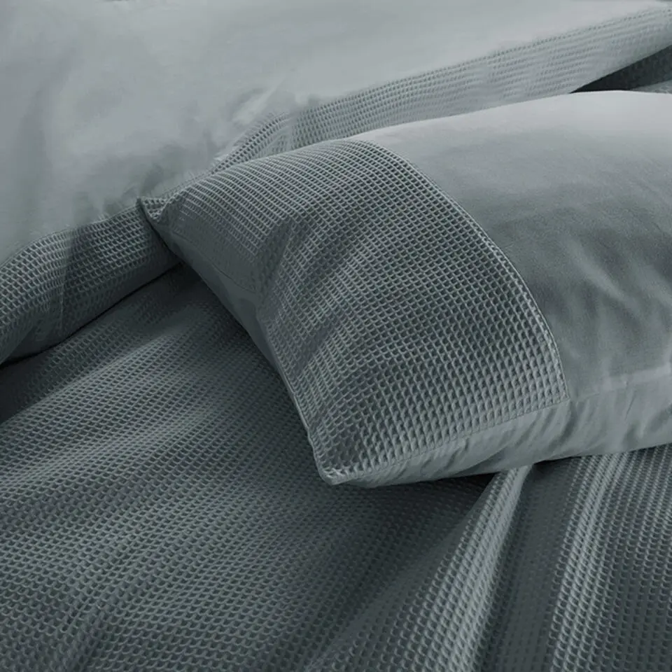 Zavelo DeLuxe Waffle Dekbedovertrek Donkergroen-1-persoons (140 x 200/220 cm)