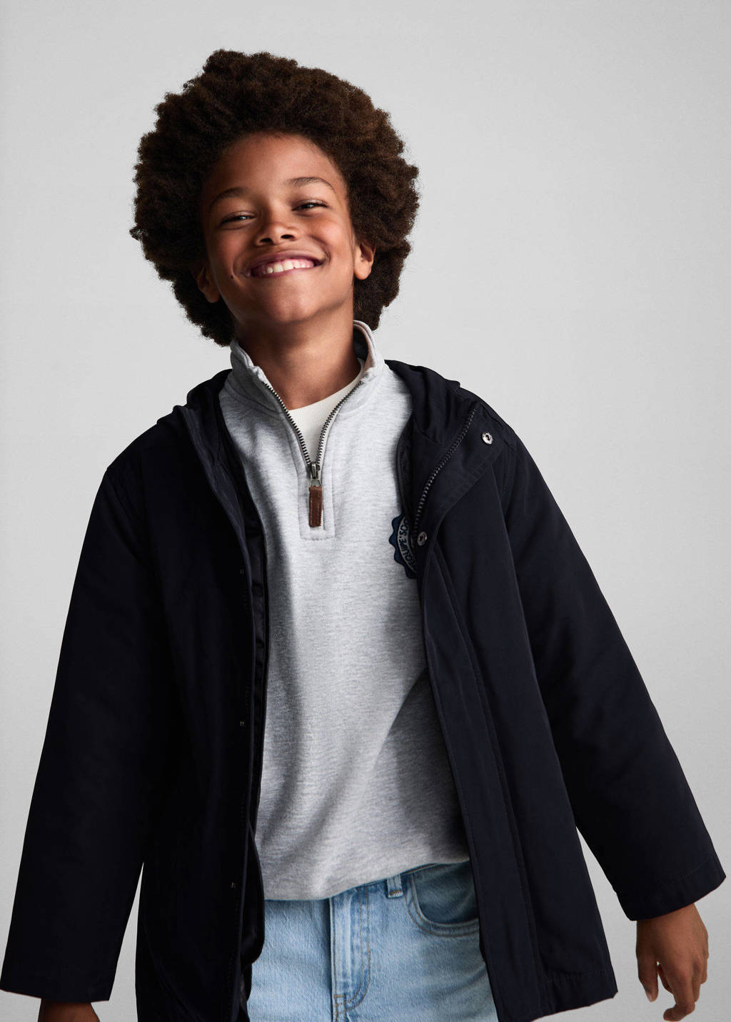 Mango Kids gewatteerde winterjas donkerblauw