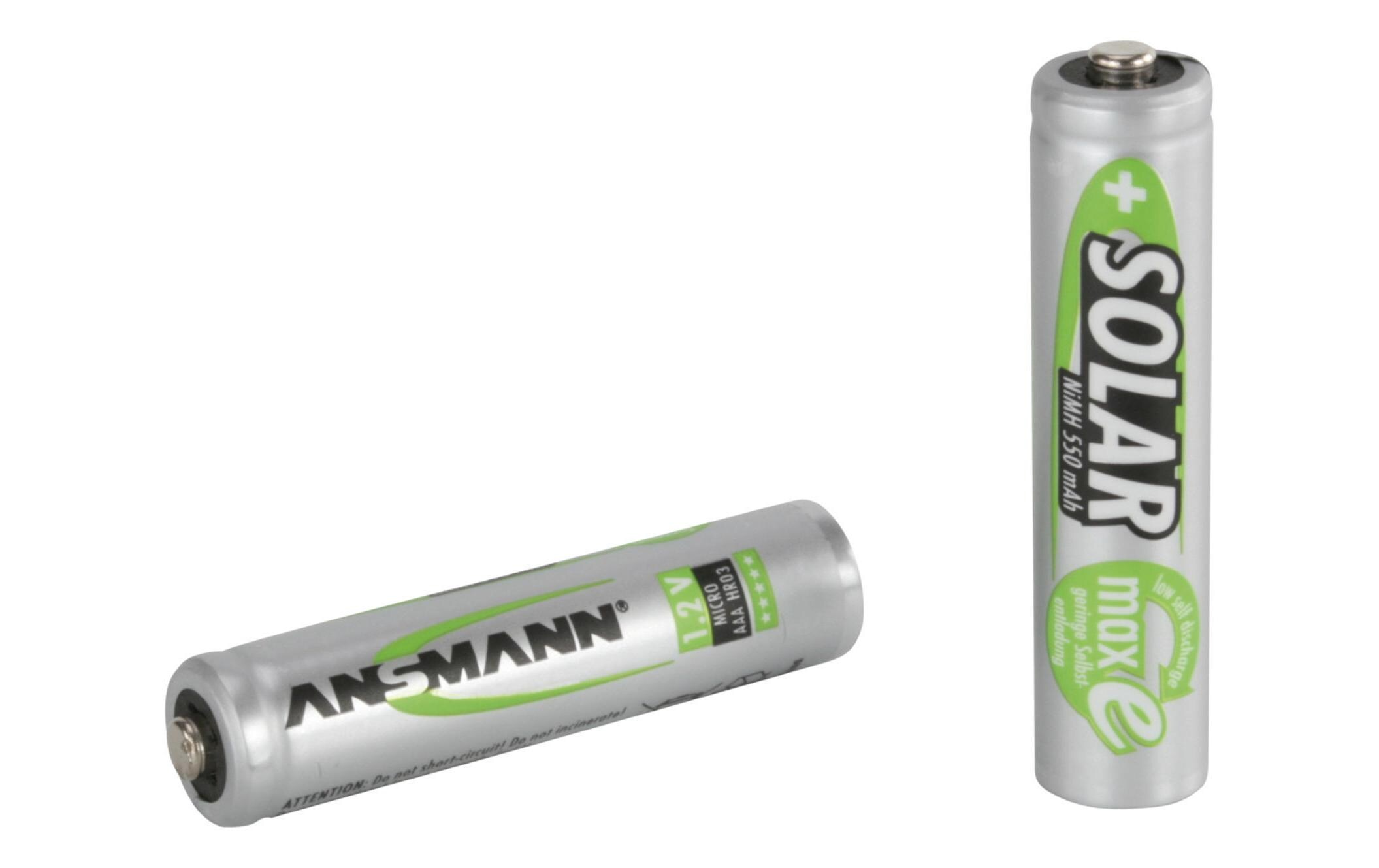 Akku Solar NiMH AAA für Solaranwendungen 550 mAh, 2 StückAAA-Akkus im 2er-Pack