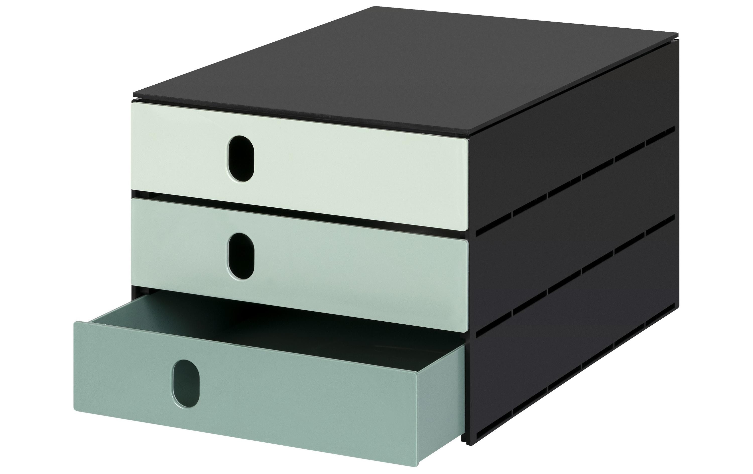 Schubladenbox styroval pro color flow 3 Schubladen, GrünSchubladenbox für Formate bis C4