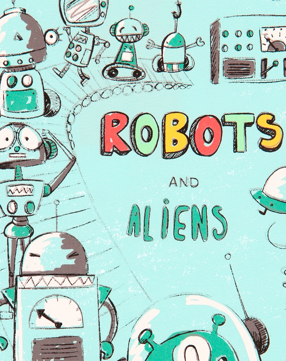 Schlafanzug ROBOTS & ALIENS kurz in aqua