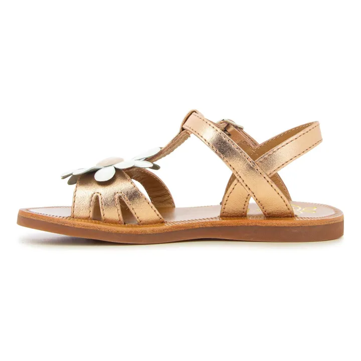 Pom d'Api Sandales Plagette Big Flo | Or rose