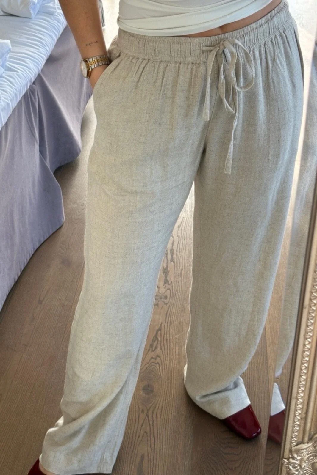 Neo Noir Lissabon Soft Linen Pants sand