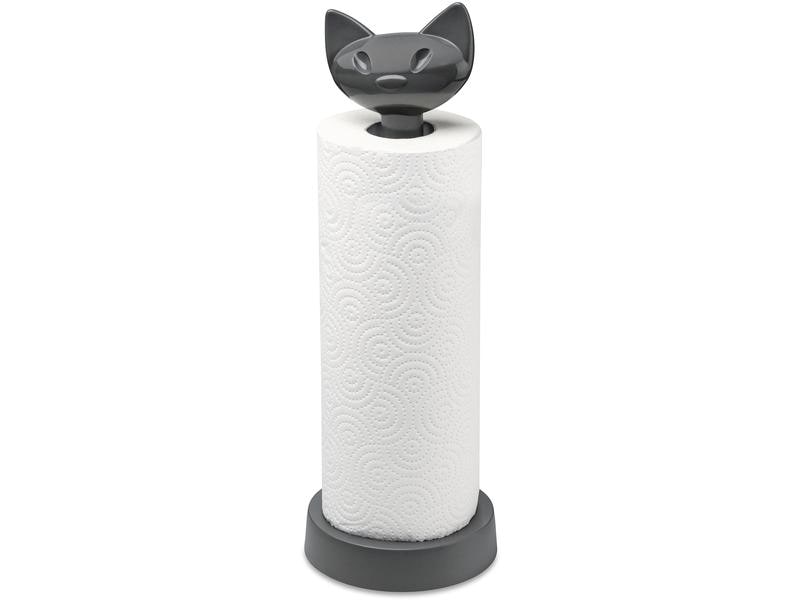 Koziol Küchenrollenhalter Miaou Dunkelgrau/Grau Papierrollenhalter mit Katzenmotiv