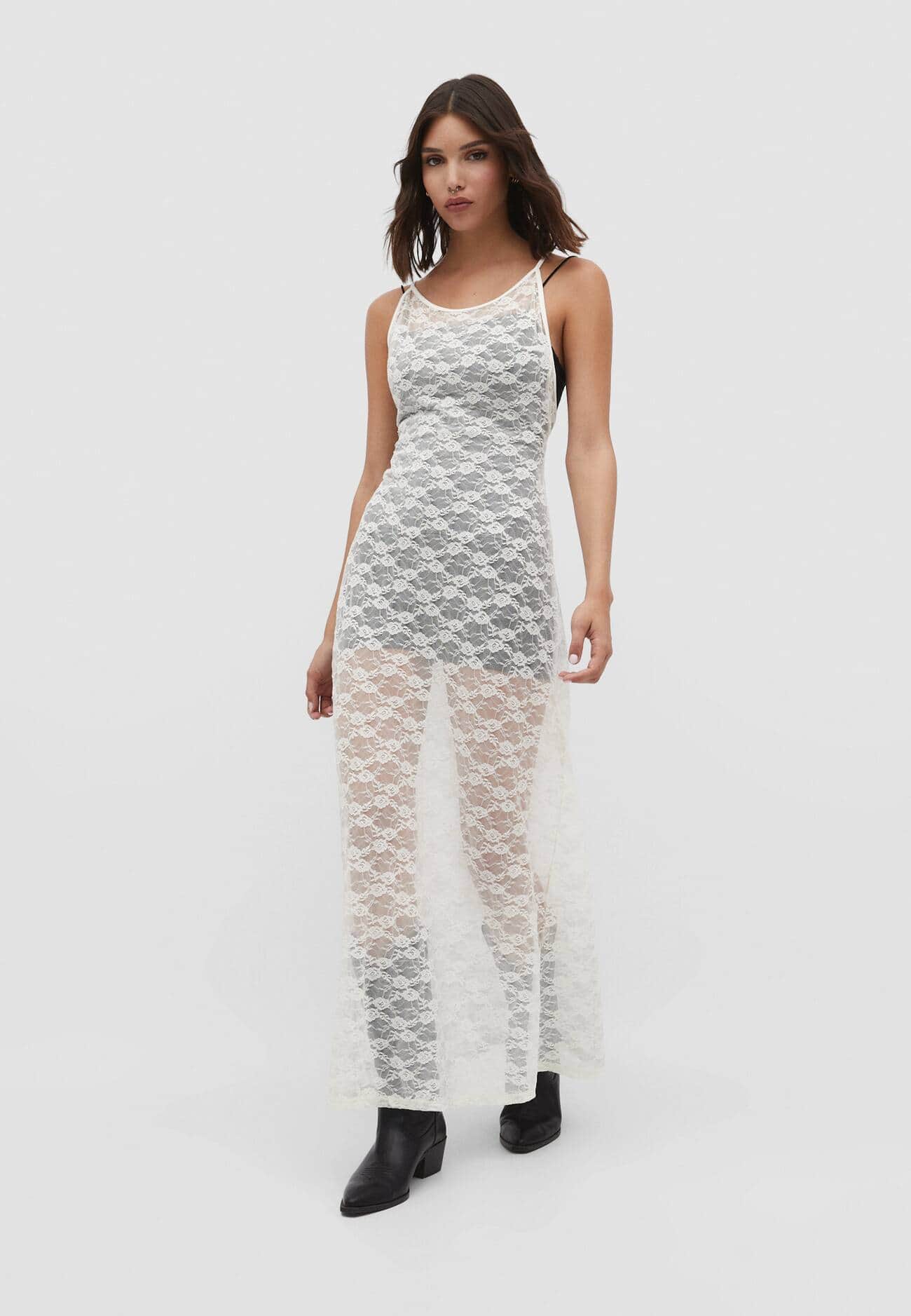 Vestido longo de renda