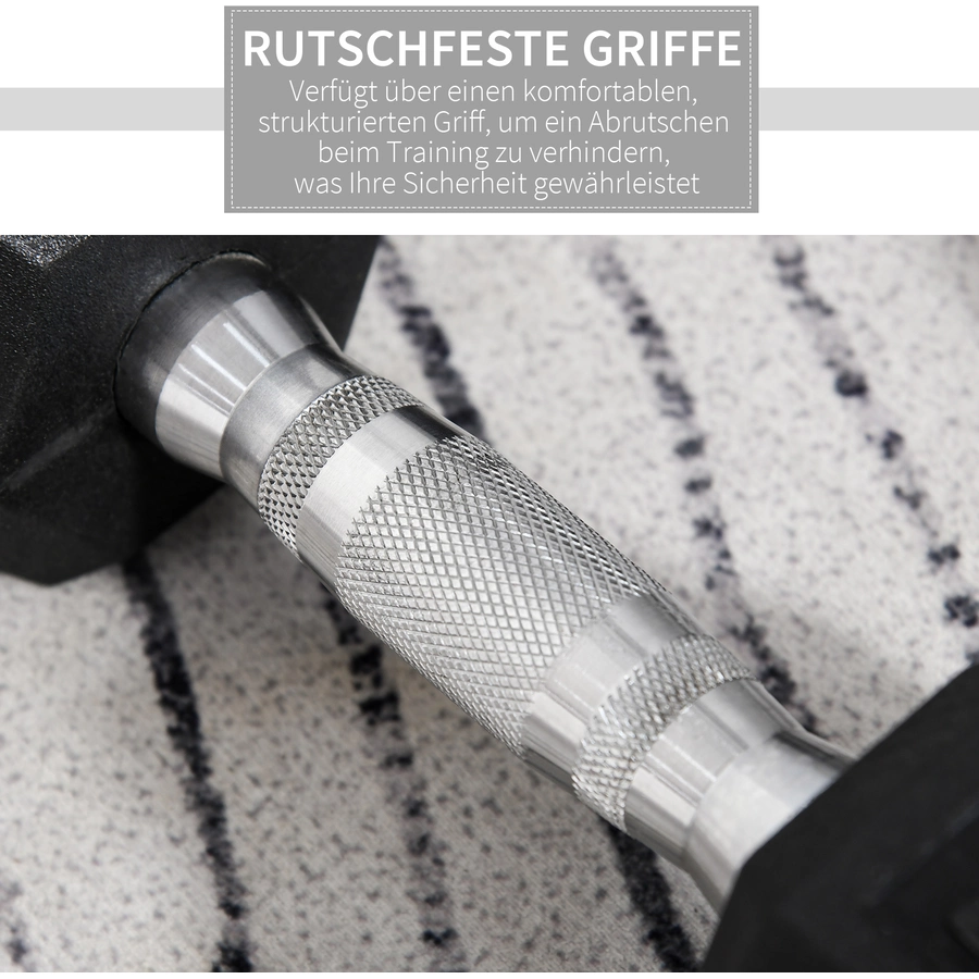 HOMCOM Kurzhantel 2er Set in Hexagon Form schwarz, silber