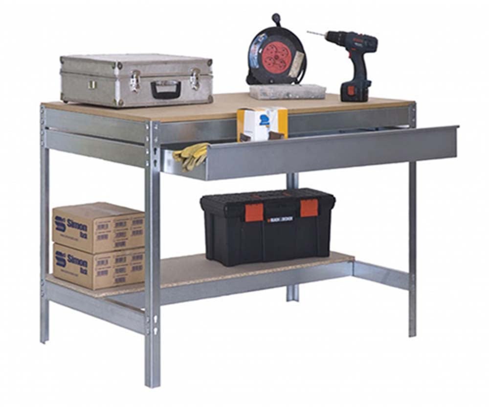 PROREGAL Buffalo werkbank met lade, afmetingen (H x B x D): 84 x 90 x 61 cm, draagvermogen: 400 kg, verzinkt