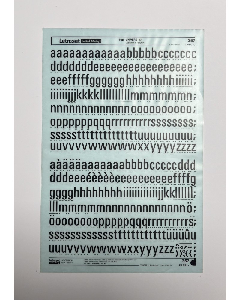 Letraset 357 - UNIVERS 57 -60pt