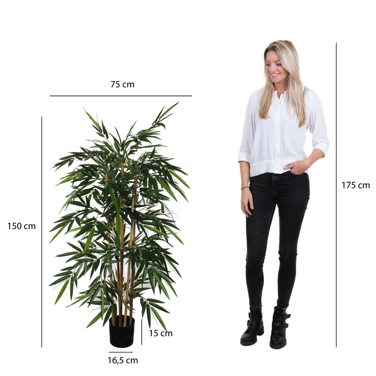 Mica decorations plante artificielle bamboe - 75x75x150 cm - pe - vert