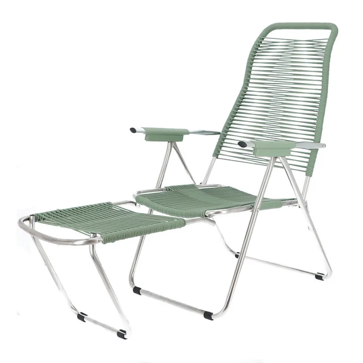Fiam - Liegestuhl Spaghetti, Gestell Aluminium / Bespannung salbei
