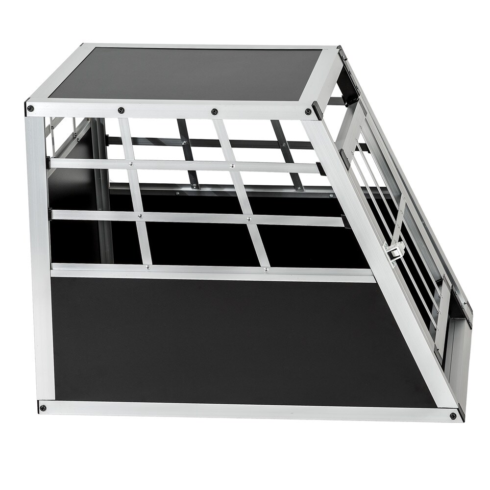 tectake® Hundetransportbox single, mit gerader Rückwand, verschließbare Gittertür, mit schützenden Kunststoffecken