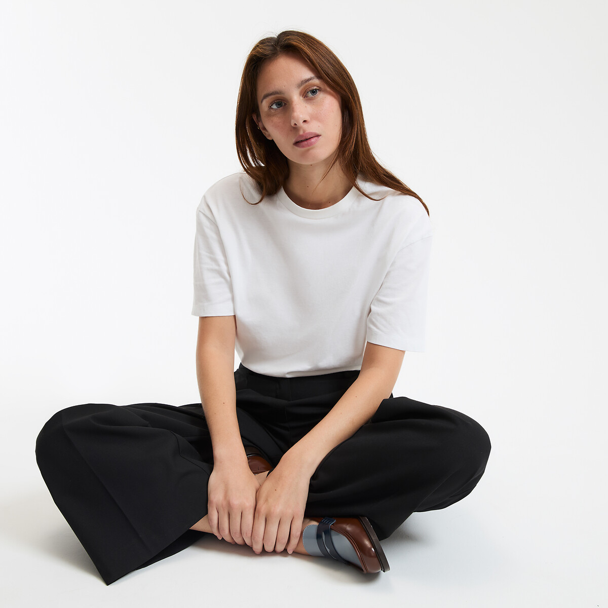 COLEÇÃO LA REDOUTE<br>Camiseta folgada, gola redonda, mangas curtas