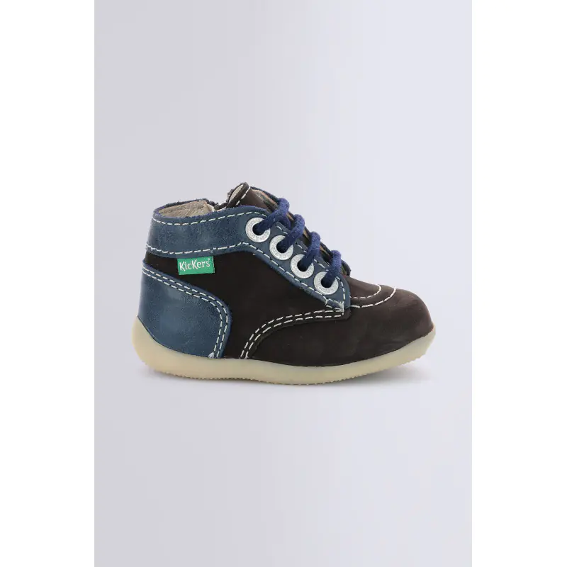 BONZIP MARRON FONCE MARINE BOTTILLONS Cuir Garçon