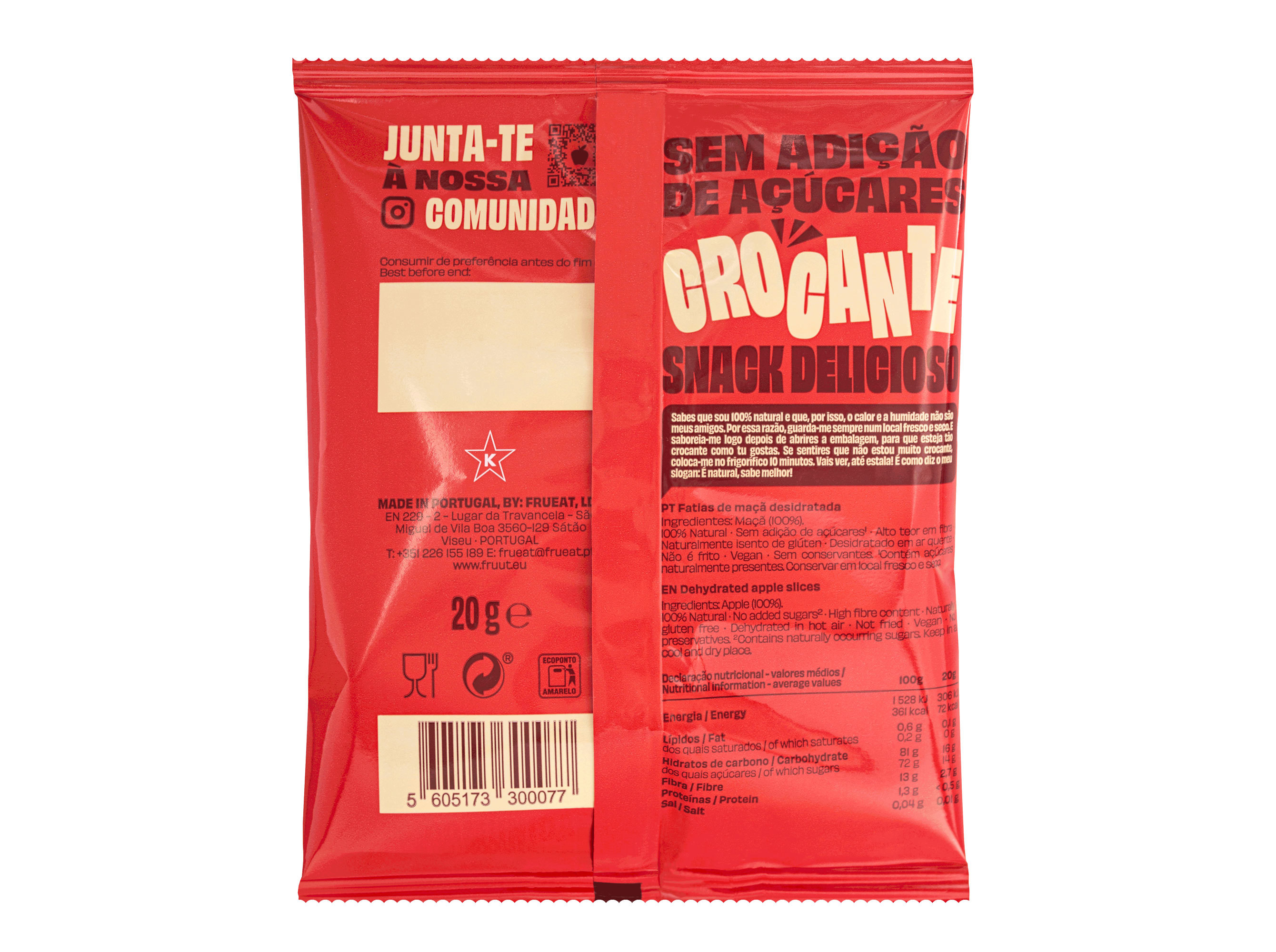 SNACK FRUUT MAÇÃ VERMELHO DOCE SEM AÇÚCAR 20G