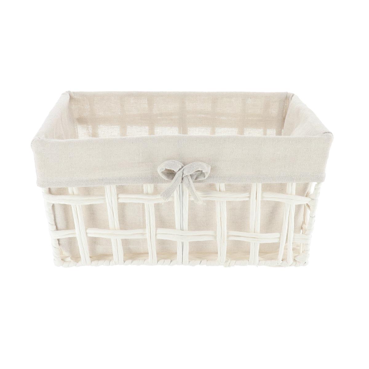 PANIERE RECTANGLE EVASEE 35X28X17CM BLANC LIN