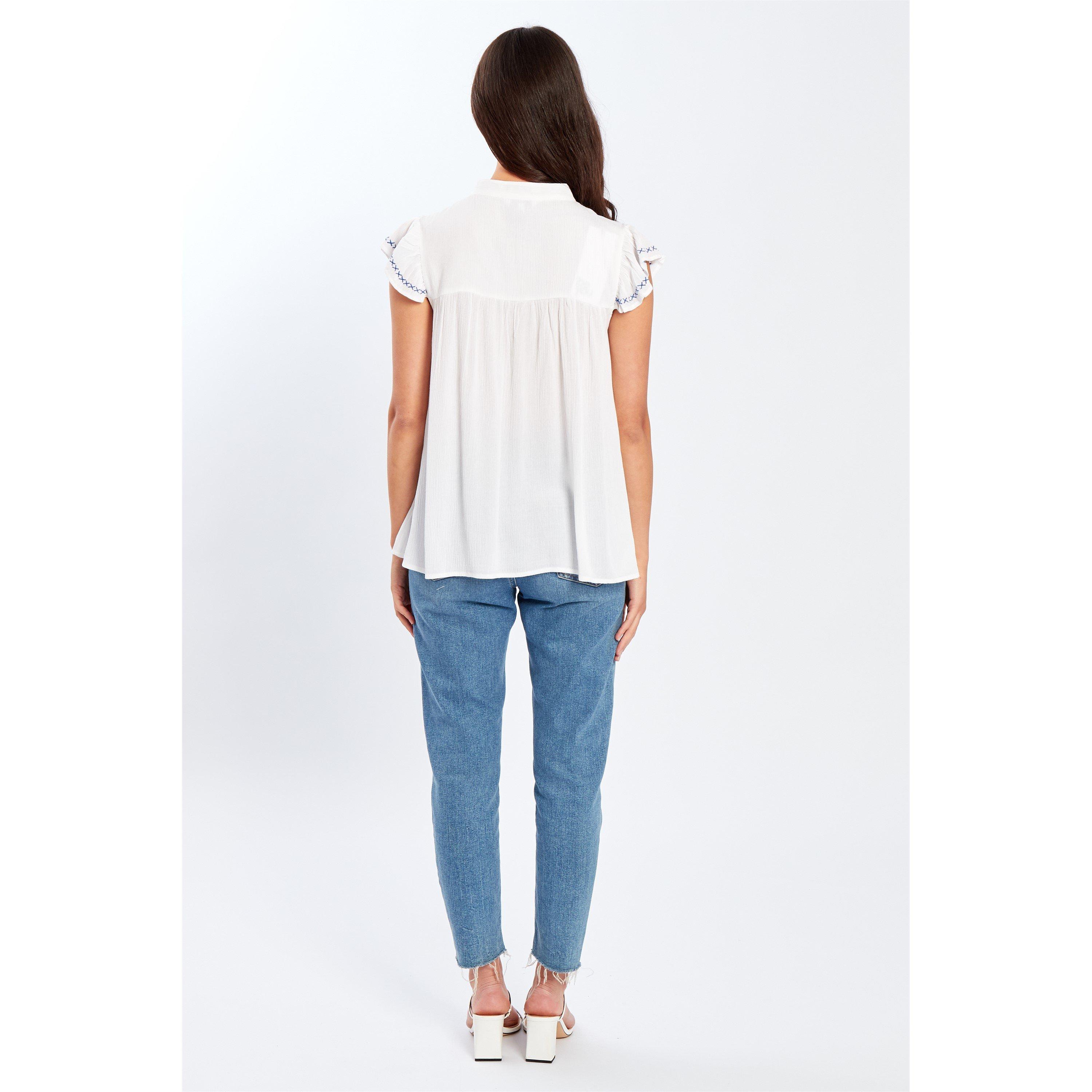 Be You BY Embroidered Crinkle Blouse Womens