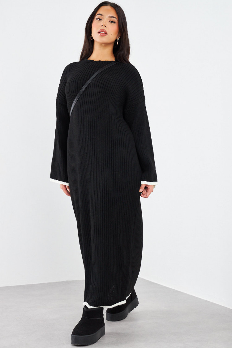 Robe pull noire longue