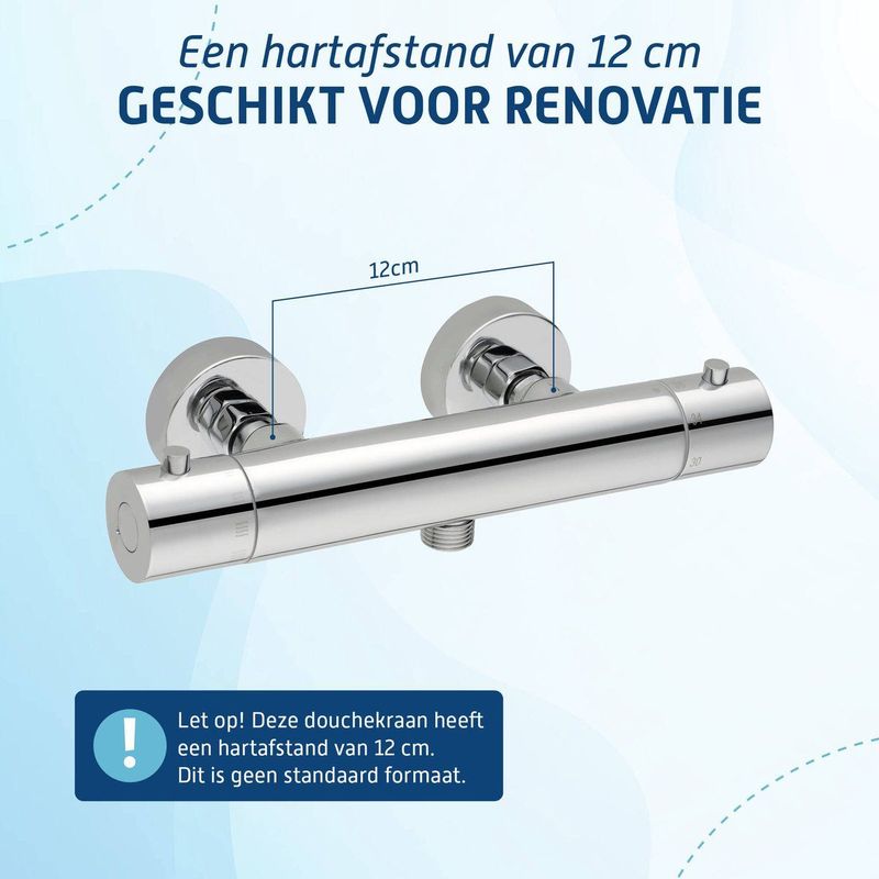 Saqu - Essential - Douchekraan - Chroom - Thermostaatkraan - 12 cm