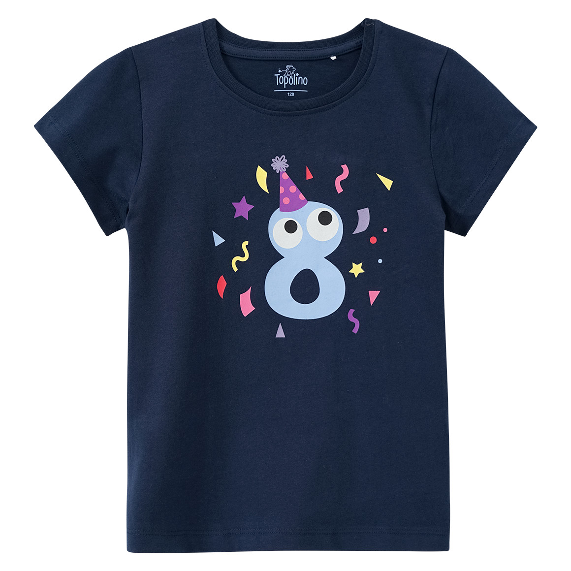 Topolino Mädchen T-Shirt mit Geburtstagszahl 8 dunkelblau
