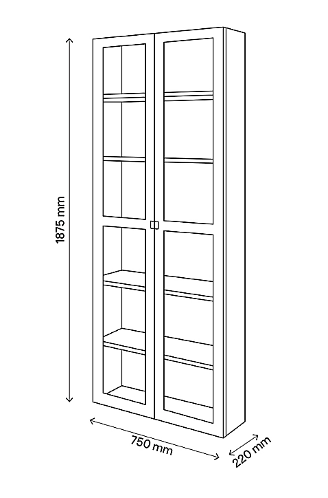 Bibliothèque portes battantes vitrées blanches GoodHome Atomia H. 187,5 x L. 75 x P. 22 cm