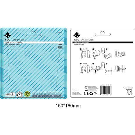 SCO 3 LED cykellygte - for- og baglygte i sort