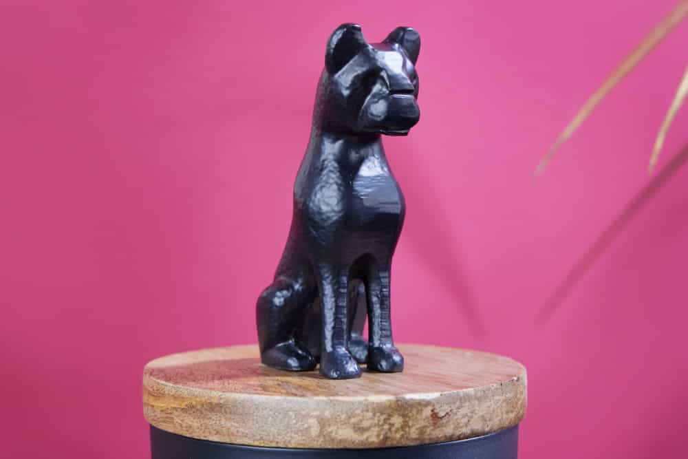 Design Dose PANTHER 20cm schwarz natur Mangoholz Panther-Figur Metall Dekoration