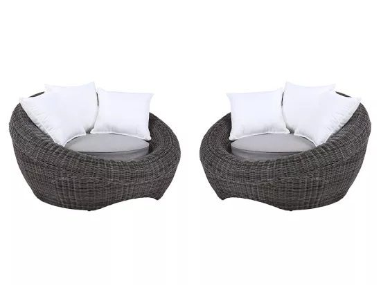 Salon de jardin en résine tressée gris : canapé, 2 fauteuils et table basse - WHITEHEAVEN de MYLIA