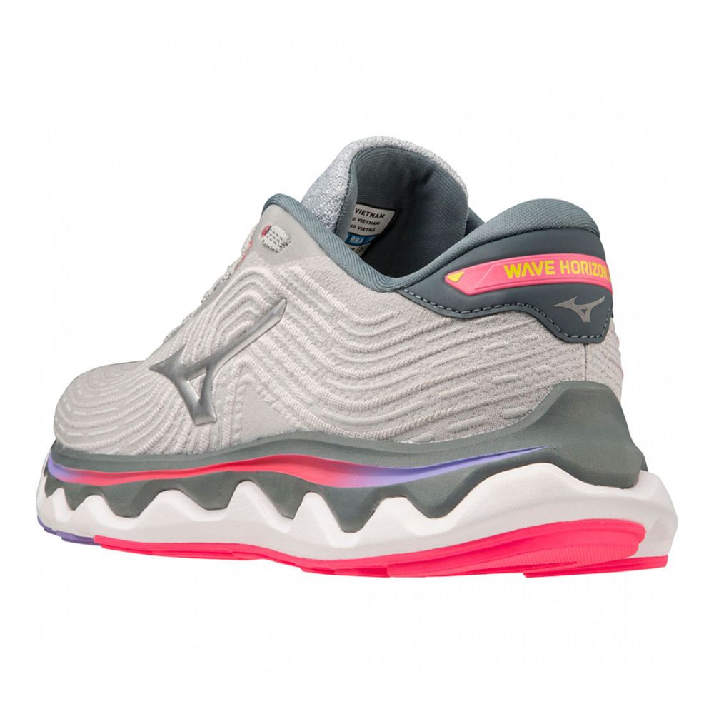Mizuno WAVE HORIZON 6 - Chaussures running Femme pearl blue/silver/high-vis pink