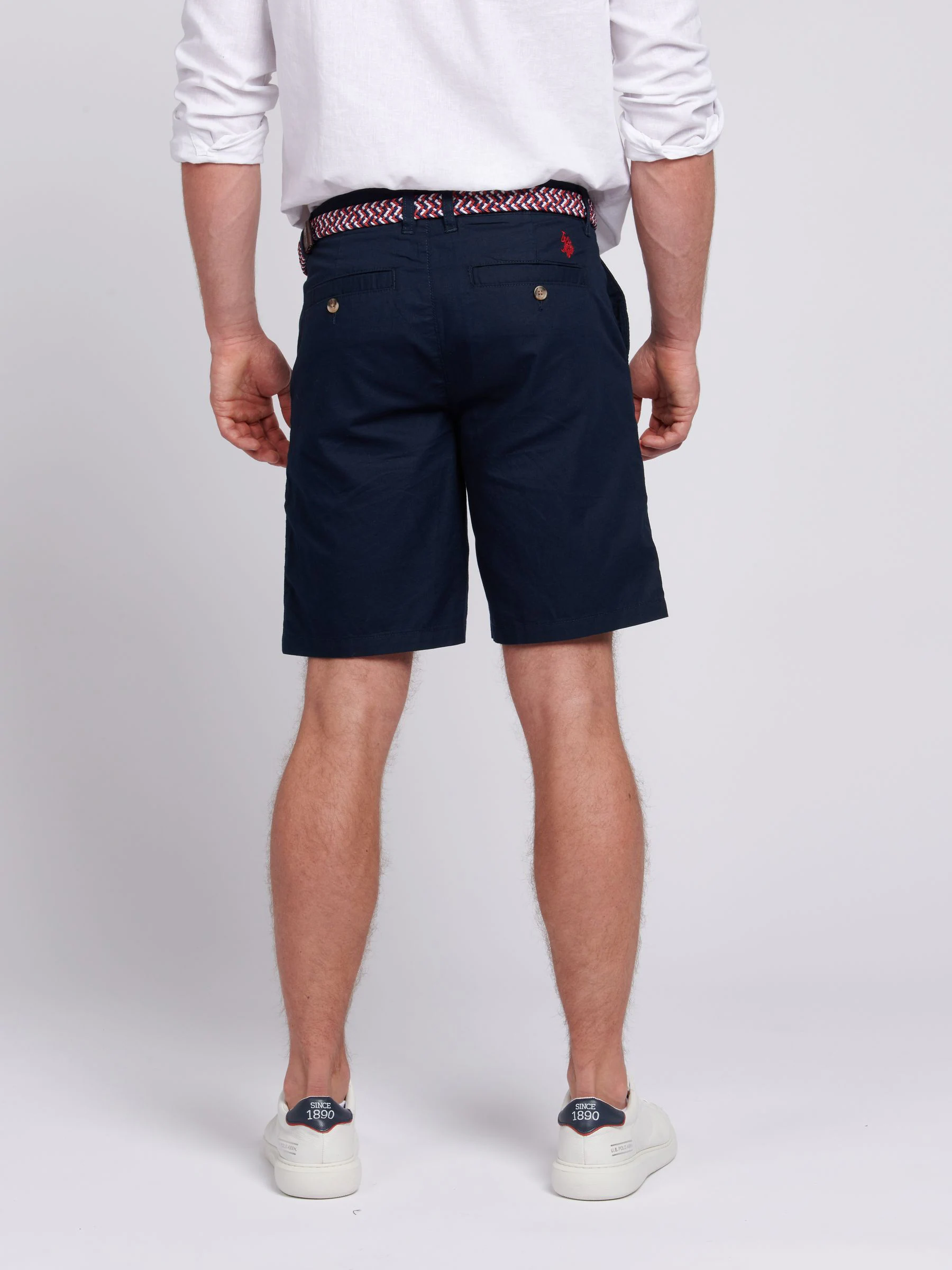 Blauw - U.s. Polo Assn. - Herenchino van linnenmix