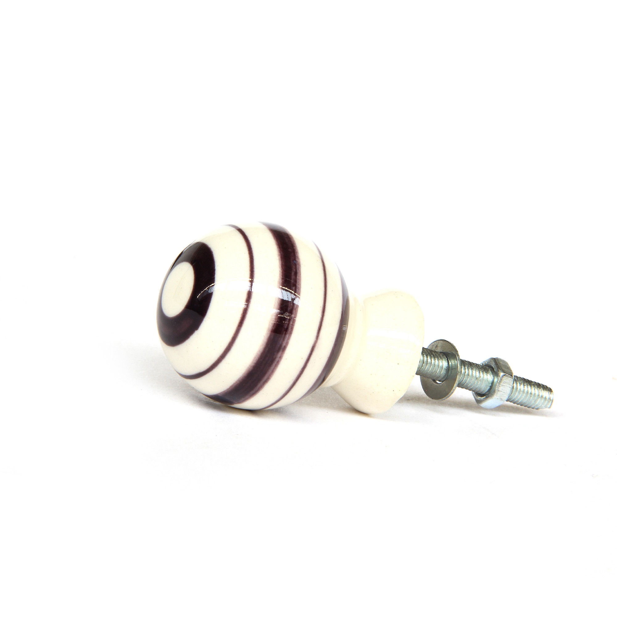 Keramik-Knauf 'Ringe', lila, weiß, T 4 cm, B 4 cm, H 3,5 cm günstig bestellen