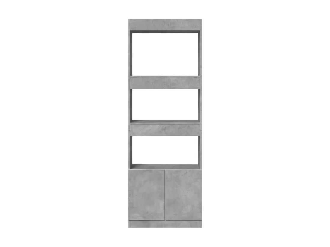 Buffet haut 63x33x180 cm gris béton bois d'ingénierie