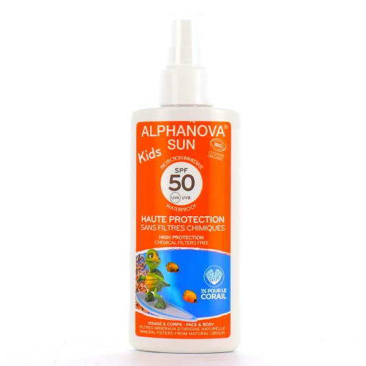 Spray bio SPF 50 Alphanova Sun Kids - Protection solaire enfant