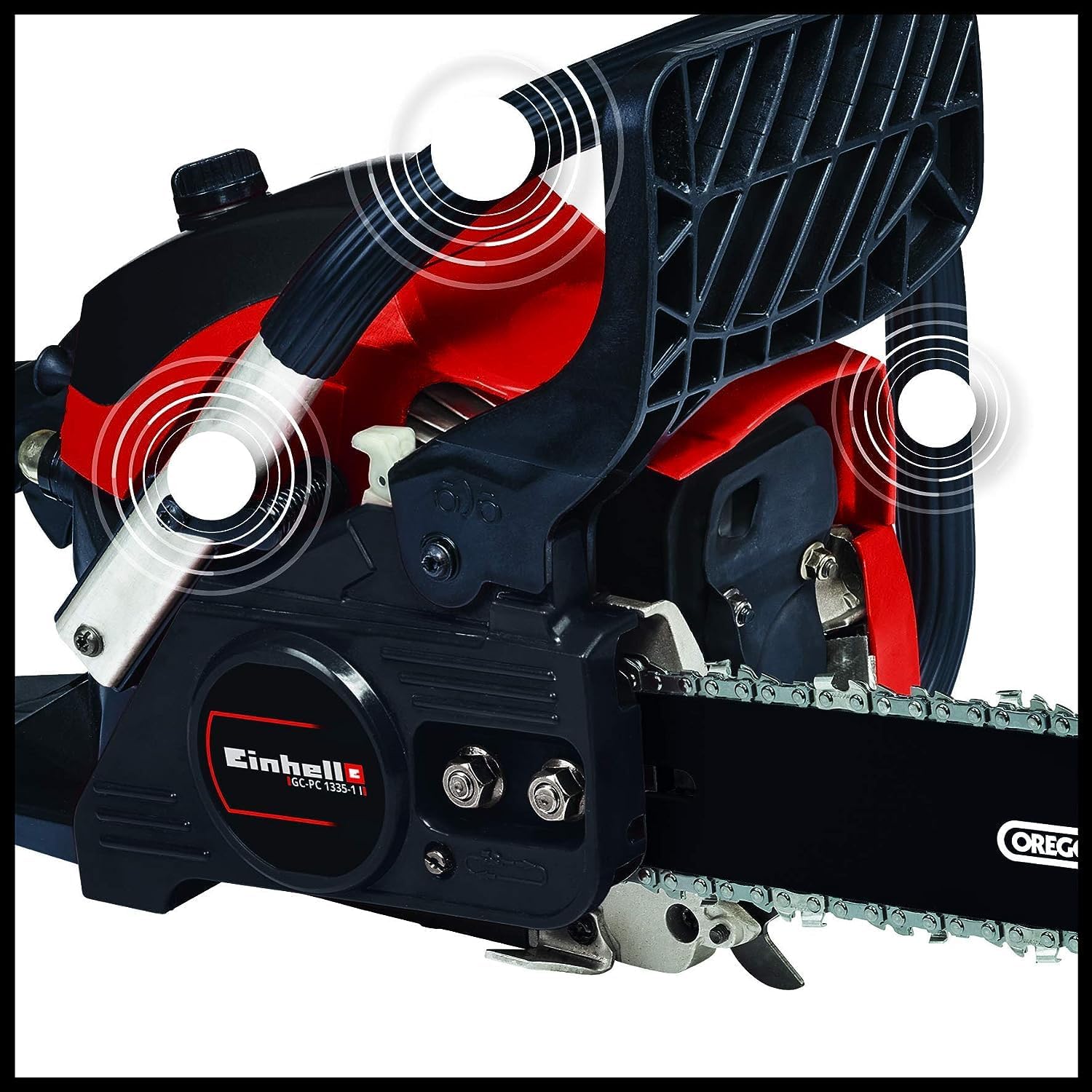 Einhell Benzin-Kettensäge GC-PC 1335/1 I (OREGON-Qualitätsschwert und –kette, Auto-Choke und Primer, digitale Zündung, Antivibration, Rückschlagschutz mit Sofort-Kettenbremse)